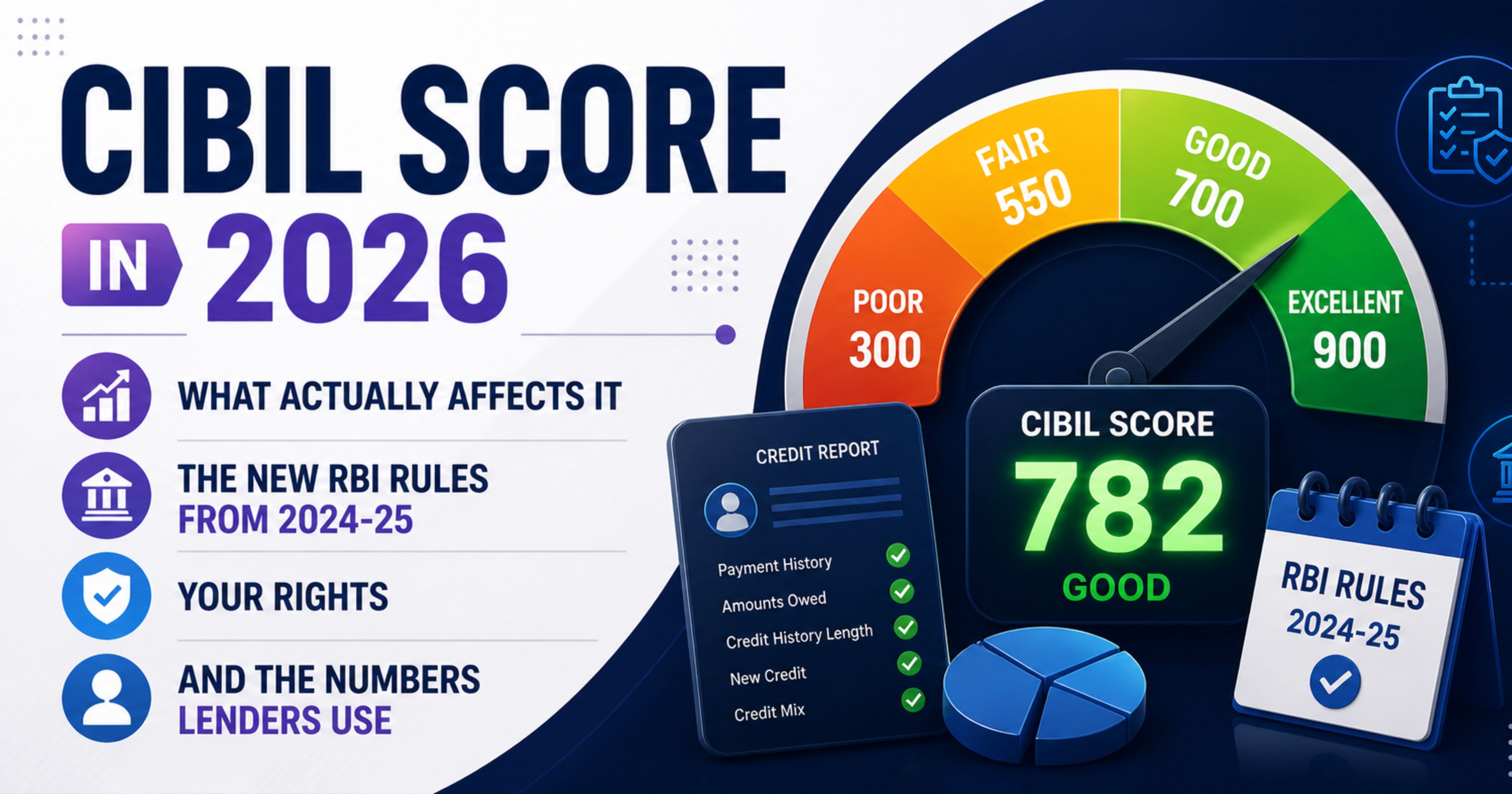 CIBIL Score in 2026: What Actually Affects It, the New RBI Rules from 2024-25, Your Rights, and the Numbers Lenders Use