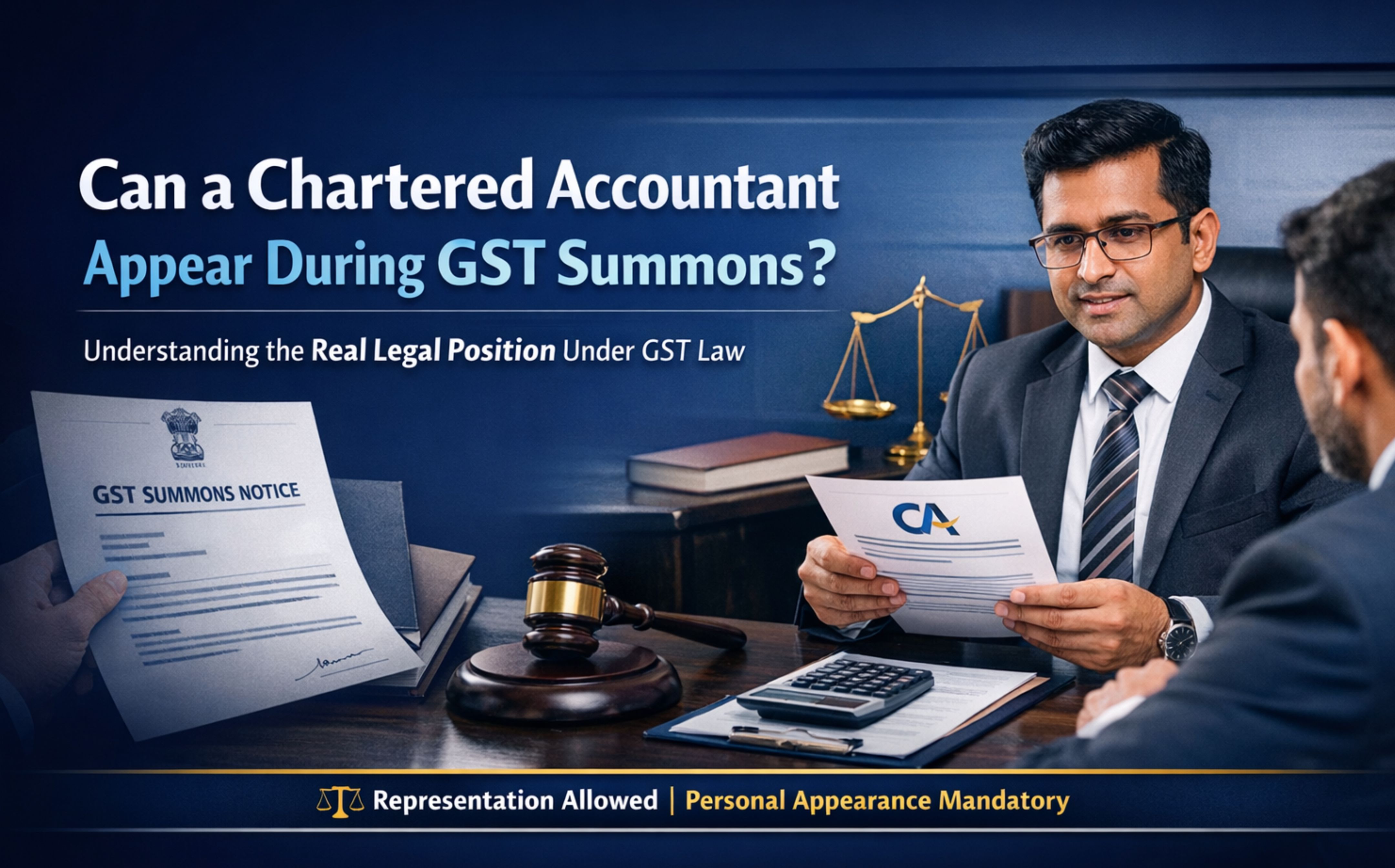 Can a Chartered Accountant Appear on Behalf of a Taxpayer During GST Summons Proceedings?